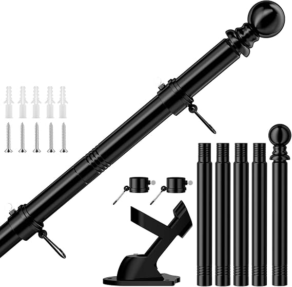 6FT Flagpole Kit,Flagpole with Bracket for Garden Yard Commercial Use