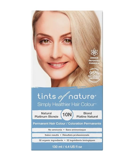 Tints of Nature 10N Natural Platinum Blonde Hair Dye, Vegan 4.4 fl oz | Creates striking platinum blonde tones while deeply nourishing hair, Ammonia-free provides complete grey coverage and shine