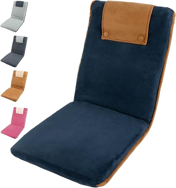 bonVIVO EASY II Folding Floor Seat Adjustable Backrest Blue