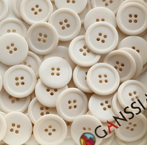 GANSSIA 7/8 Inch Button 22.5mm Sewing Button Colored Beige Pack of 70 Pcs