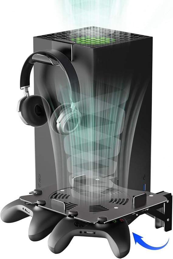 Aluminium Alloy Wall Mount for Xbox Series X -Holder Controller Storage Secure Base & Easy Installation(Balck)