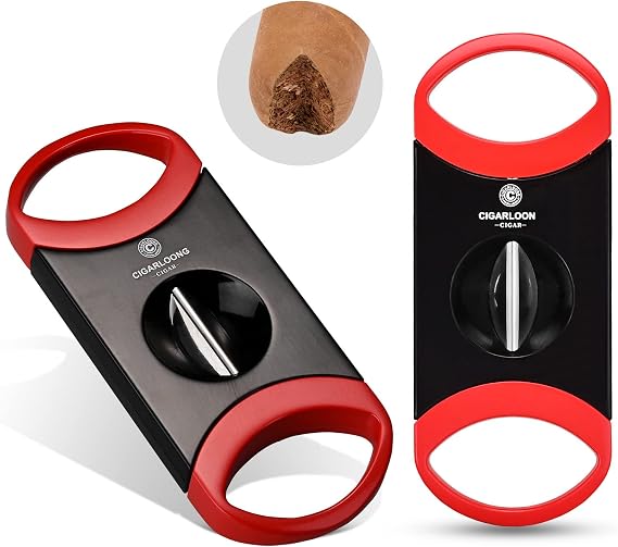 V-Cut Cigar Cutter with Stainless Steel Double Blade, Sharp Portable Cigar Cutter Guillotine Scissors Cigar Accessories Gift for Men