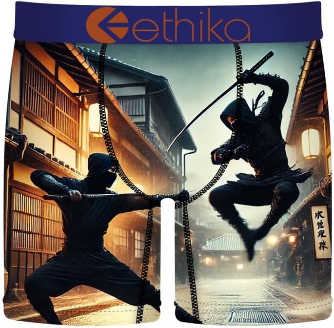 Ethika Men's Mid Boxer Brief, Extended Length, 4-Way - Floating Astro