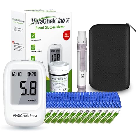 VivaChek Diabetes Test Kit, Blood Sugar Monitor with Ketone and Hypo Warning, 900 Memory, Blood Glucose Monitor with Test Strips x 50 and Lancet x 50 -in mmol/L