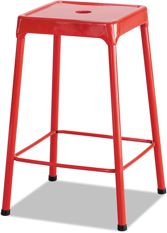 Safco Stool, 25", Brighten Up Your Space with Bright Colors and Modern Styling, 4 Rubber Feet for Non Slip and Won't Damage Floors, Red