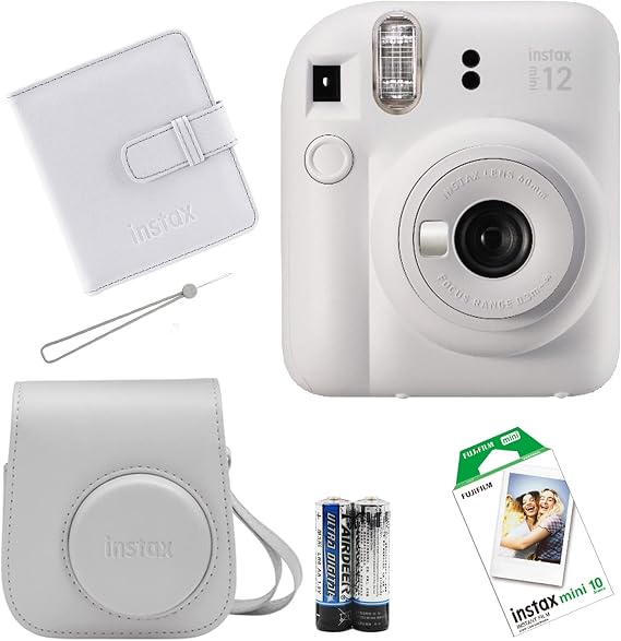 Instax Fujifilm Mini 12 Fotoğraf Makinesi+Çanta+Askı+pil +10'lu film+Albüm (BEYAZ)