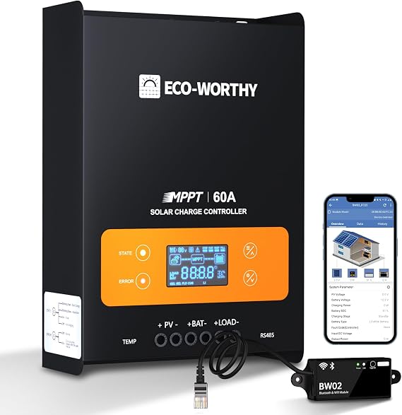 ECO-WORTHY 60A MPPT Solar Charge Controller with Bluetooth & WiFi