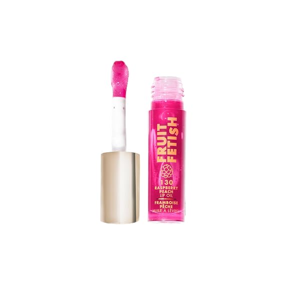 Milani Fruit Fetish Lip Oil, Tinted Hydrating Lip Gloss - Raspberry Peach | Delivers Intense Hydration, Glossy Color & A Hint Of Flavor. Made W/ Vitamin E. Vegan & Cruelty-Free. Non Sticky Clear Shine