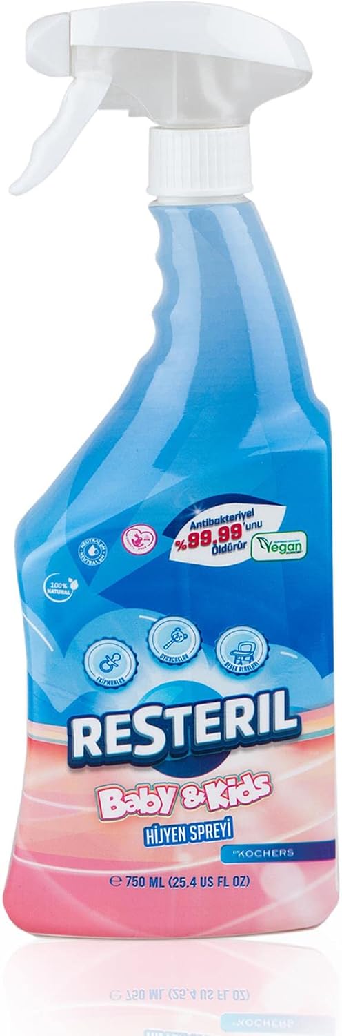 Resteril Antibacterial No Rinsing Required Baby Kids Toy Nursery Surface Cleaner Hygiene Spray 750ml