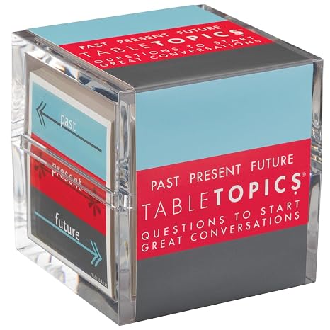TableTopics Past Present Future - 135 Thought Provoking Conversation Cards. Gifts for Men, Women, Grandparents, Professional - Celebrate The Past and Live in The Present and Dream of The Future