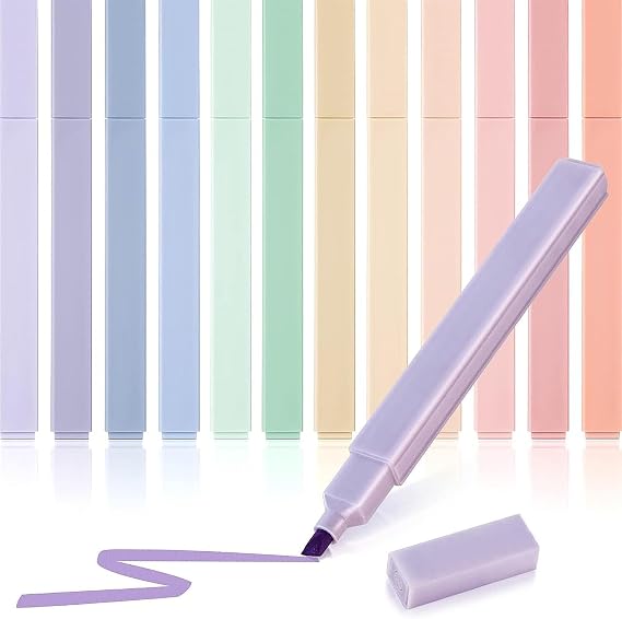 12 PCS Pastel Highlighters Pens, Cute Highlighters, Aesthetic Highlighter, For Study, Office & Art,Multipack