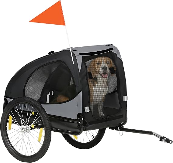 Aosom Dog Bike Trailer Wagon with Steel Frame for Medium Dogs