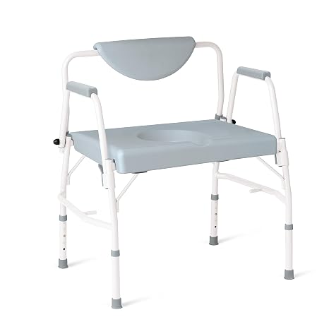 Medline Bariatric Drop-Arm Commode - Heavy Duty Steel Toilet Chair for Disabled and Elderly, 1,000 lb. Weight Capacity
