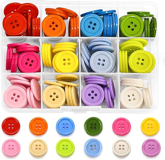 180Pcs Colourful Buttons, 20MM Round Resin Button