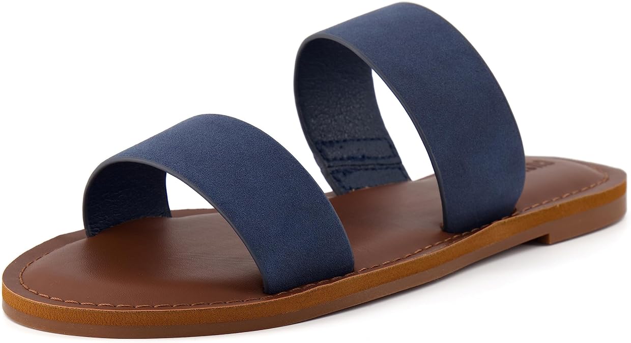 CUSHIONAIRE Women's Calico 2 band slide Sandal with +Comfort Foam