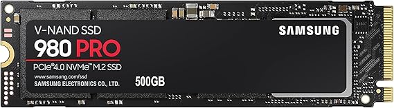 SAMSUNG 980 PRO SSD 500GB PCIe 4.0 NVMe Gen 4 Gaming M.2 Internal Solid State Drive Memory Card, Maximum Speed, Thermal Control, MZ-V8P500B/AM