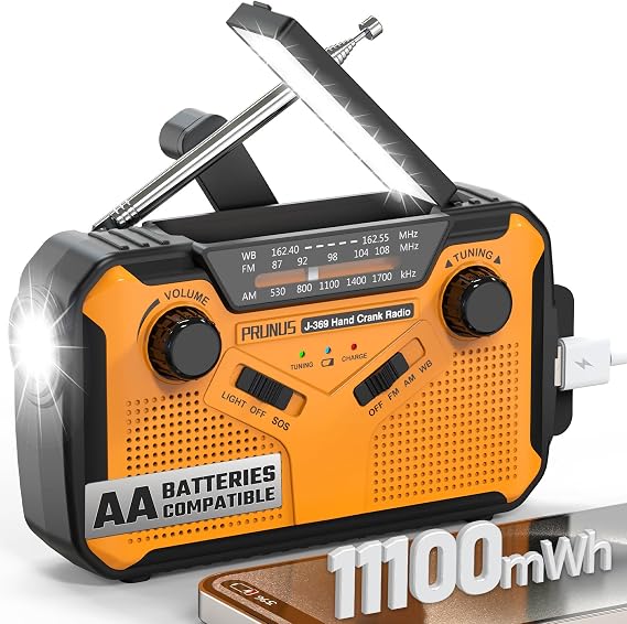 PRUNUS J-369 11100mWh Emergency Weather Radio NOAA/AM/FM