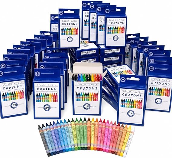 Color Swell Bulk Crayons, 36 Packs, 24 Colors Per Pack (864 Total)