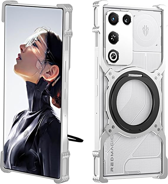 Case for Redmagic 11 Air Aviation-Grade Aluminum Alloy Material, Frameless Hollow Design, 360 Rotating Stand, Precise Cutouts, Durable Construction,Silver