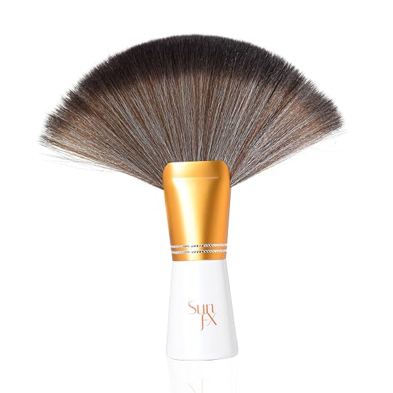 SunFX Finishing Powder Brush | Large Professional Fan Brush for Salon Use | Perfect For Spray Tan Powder | White