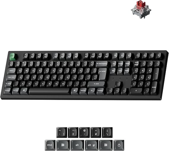 Keychron K10 Ultra 8K Wireless Mechanical Keyboard, Full Size 100% Layout with Numpad, 8000Hz ZMK Gaming Keyboard, Hot-Swappable RGB Apex Red Linear Switch for Mac Windows Linux - Black UK Layout