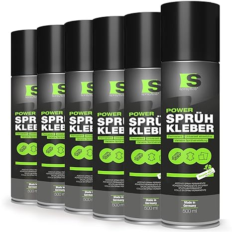 6 x 500ml Power Sprühkleber & Textilkleber: Stoff Dachhimmel