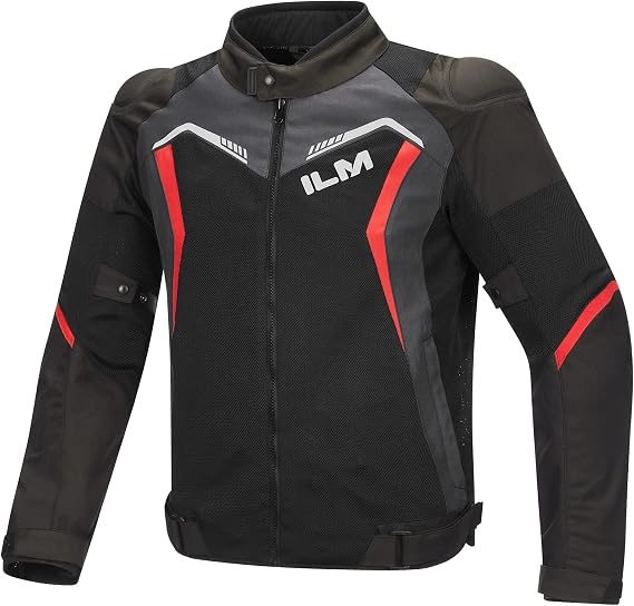 ILM Motorcycle Jacket For Men Powersports Protective Jackets Mesh Textile Riding Motorbike CE Armored Jackets Model-J02(Gray, Small)