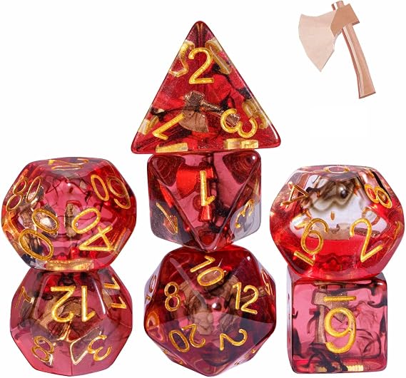 Cusdie 7-Piece Polyhedral DND Dice, D&D Dice Set for Dungeons and Dragons Role Playing Games RPGs(Barbarian's Axe)