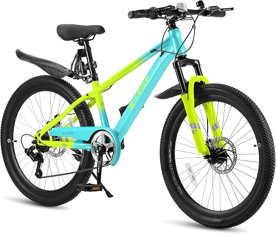 24 Inch Kids Mountain Bike for 7-12 Years Old Boys, Single Speed/7-Speed Girls Mountain Bicycle W/Suspension Fork,Adjustable Seat Height, Kids' Bicycles for Beginner Level Riders