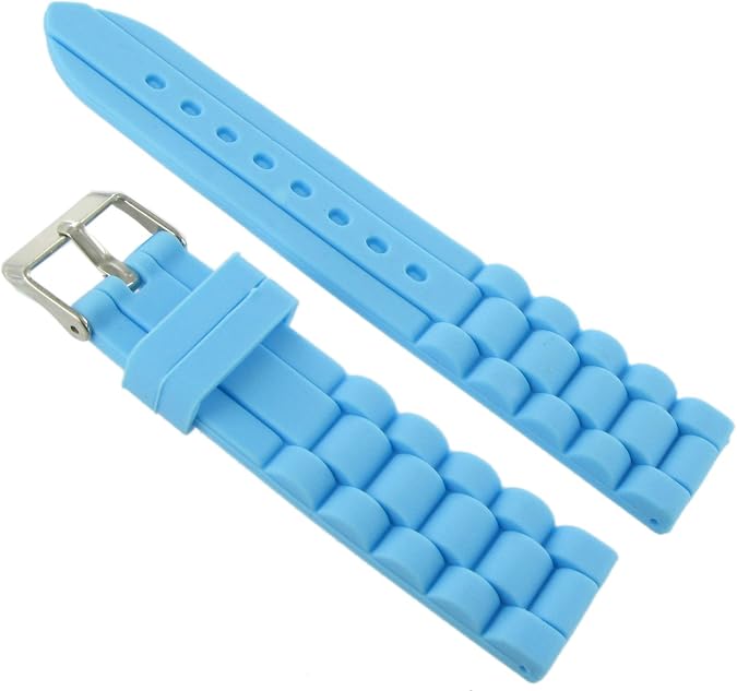 Milano 16mm Trendy Silicone Light Blue Waterproof Replacement Watch Band Strap