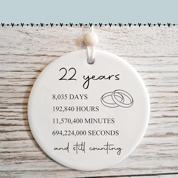 22nd Wedding for Her or Him, 22 Years Marriage Gift for Couple, Copper Anniversary Present for Wife Husband