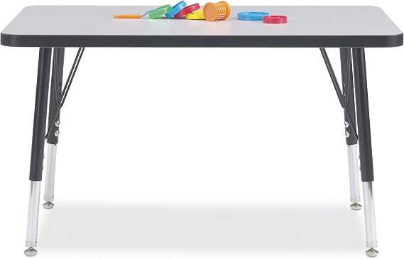 Jonti-Craft Berries 6478JCE180 Rectangle Activity Table, E-Height (15"-24" Adjustable Height), 24" x 36", Gray/Black/Black