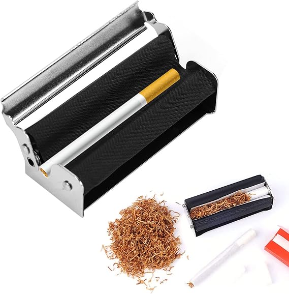 70MM Cigarette Roller with Lid, Metal Cigarette Rolling Machine 70mm Cigarette Maker with Rolling Papers