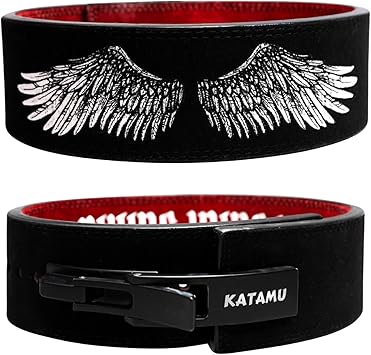 Katamu Premium Leather Lever Weightlifting Belt Secure Steel Lever, Powerlifting Support for Deadlifts, Squats & Heavy Lifts - Be A Hero