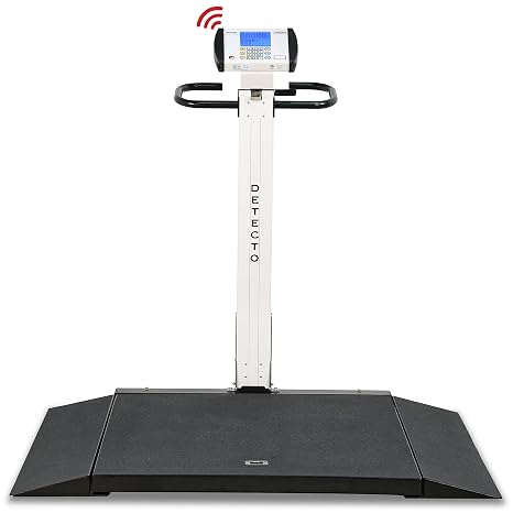 Detecto, Wheelchair Scale, Portable, Folding Column, 1000 lb x .2 lb / 450 kg x .1 kg