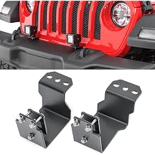 Quadratec Heavy Duty Auxiliary Light Mount Brackets - Fits Jeep Gladiator JT, Wrangler JL & JLU 2018 -2026 - No Drilling or Modifications Required - Black Satin Finish - Fits Most Auxiliary Lights