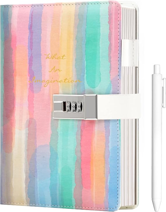CAGIE Diary with Lock for Girls Ages 8-12, Tie Dye Journal with Pen
