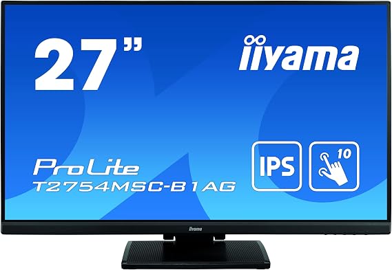 iiyama T2754MSC-B1AG 27" PCAP 10P Touch, Anti Glare Coating, 1920x1080, IPS Panel, Slim Bezel, Speakers, VGA, HDMI, Double Hinge Stand., 300cd/m2, 1000:1 Static Contrast