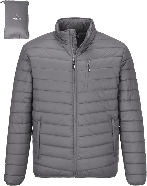 Outdoor Ventures Men's Puffer Jacket Packable Lightweight Quilted Jacket