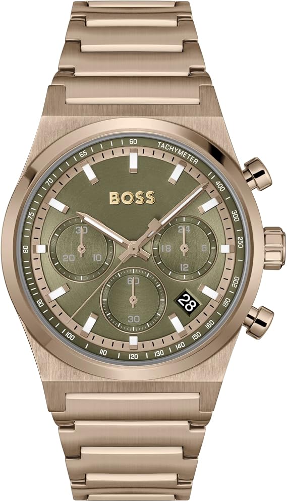 BOSS Chronograph Quarz Uhr für Herren Kollektion Candor Chrono - Erhältlich mit Edelstahl- Leder- oder Silikonarmband