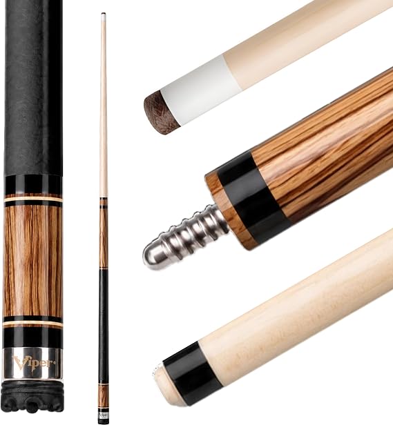 Viper by GLD Products Naturals 58" Wood Pool Cue Stick, 3 Exotic Finishes