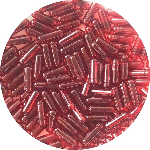 Size 0 Empty Red Clear Capsule, Gel Capsule, Empty Pill Capsules, Size 0 Gelatin Capsule, Coloured Capsule Red Clear, BSE, GMO Free, Tio2 Free-for Self Fill, DIY Capsule (1000)