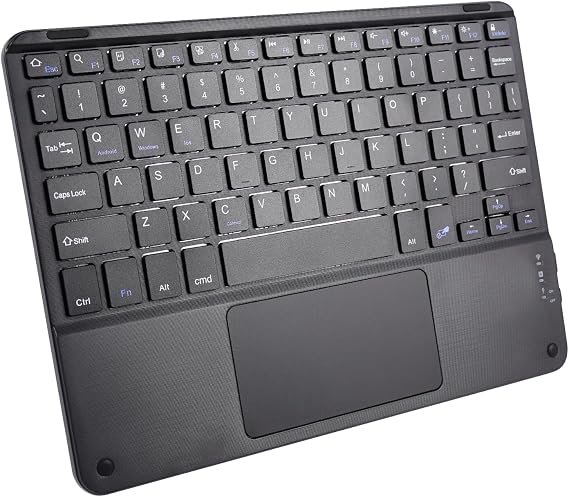 Bluetooth Keyboard with Touchpad, Ultra Slim Rechargeable Wireless Tablet Keyboard with Trackpad,Portable Universal Small Travel Keypad for iOS iPad Pro/iPad Air/iPad/iPad Mini,Android Windows(black)