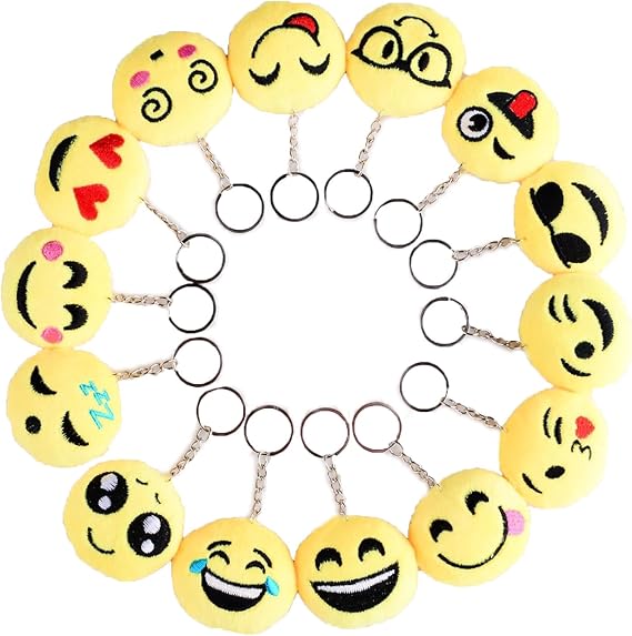 Emoji Keychains Mini Cute Plush Pillow 30pcs Emoji Keychain Emoji Party Favors Emoticon Keychain for Birthday Party Decoration Home Decoration Class Rewards