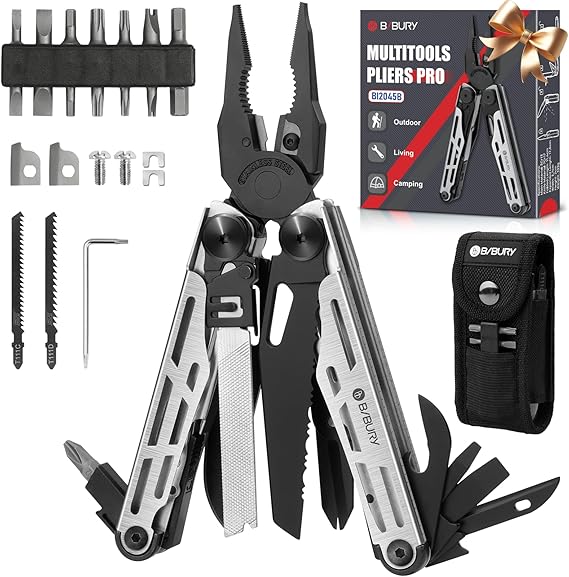 BIBURY Multitool Pliers with 440A Knife & Full Size Scissors, BI2045B
