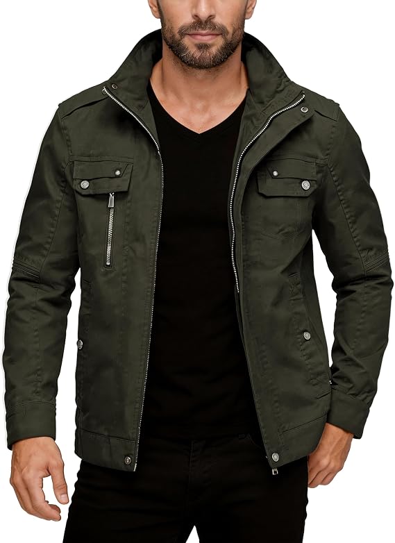wantdo Men's Cotton Lightweight Military Jacket Casual Windbreaker