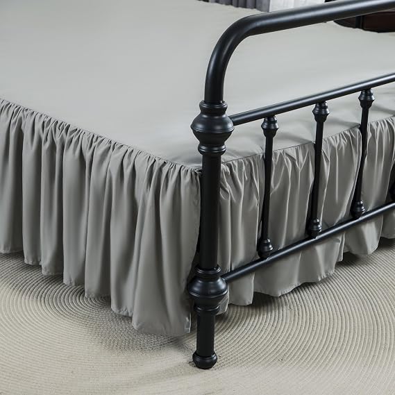 ACESOME Skirt Ruffled Bed Skirt with Platform, Bed Sheet with Split Corners, Sheets For Base14 Inch Drop, Synthetic Fibre, Easy Fit Dust Ruffle Box Spring Cover (Gray, Double 54" x 75")