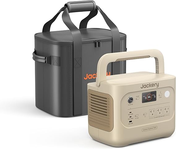 Jackery Explorer 1000 v2 and Size M Carrying Case,1070Wh,1500W (Dune White) | 1 Hr Fast Charge, LiFePO4 Battery, for Camping, Road Trips, Emergency