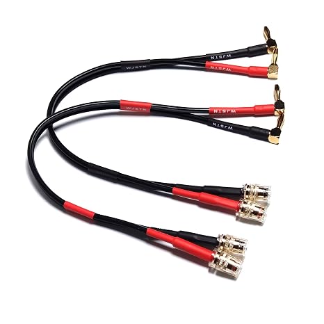 WJSTN 12 AWG Speaker Extension Cable with Right-Angle Banana Plugs, 4mm Male to Female Banana Jack Connectors, 2FT 2 Pack