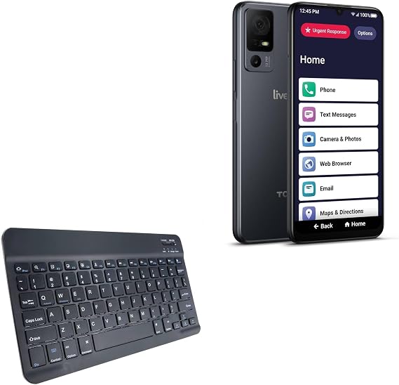 BoxWave Keyboard Compatible with Lively Smart4 - SlimKeys Bluetooth Keyboard, Portable Thin with Chiclet-Style Keys - Jet Black